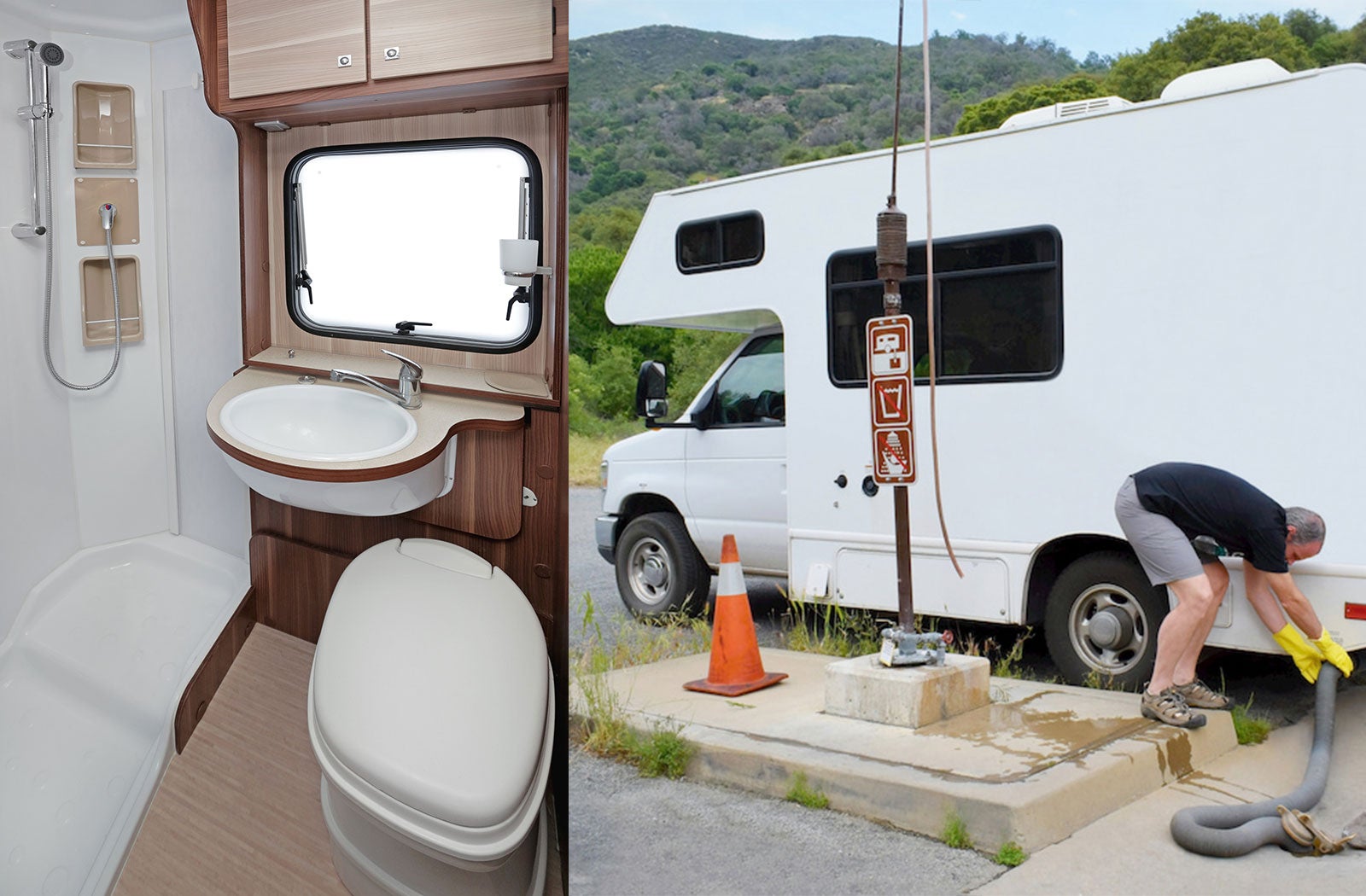 Portable RV/camper toilet and holding tank setup in Trinidad, Colorado