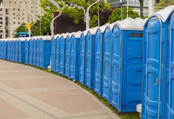 Seasonal porta potty units set up at a Trinidad, Colorado venue