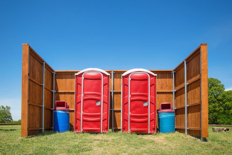 Short-term porta potty units staged for delivery in Trinidad, Colorado
